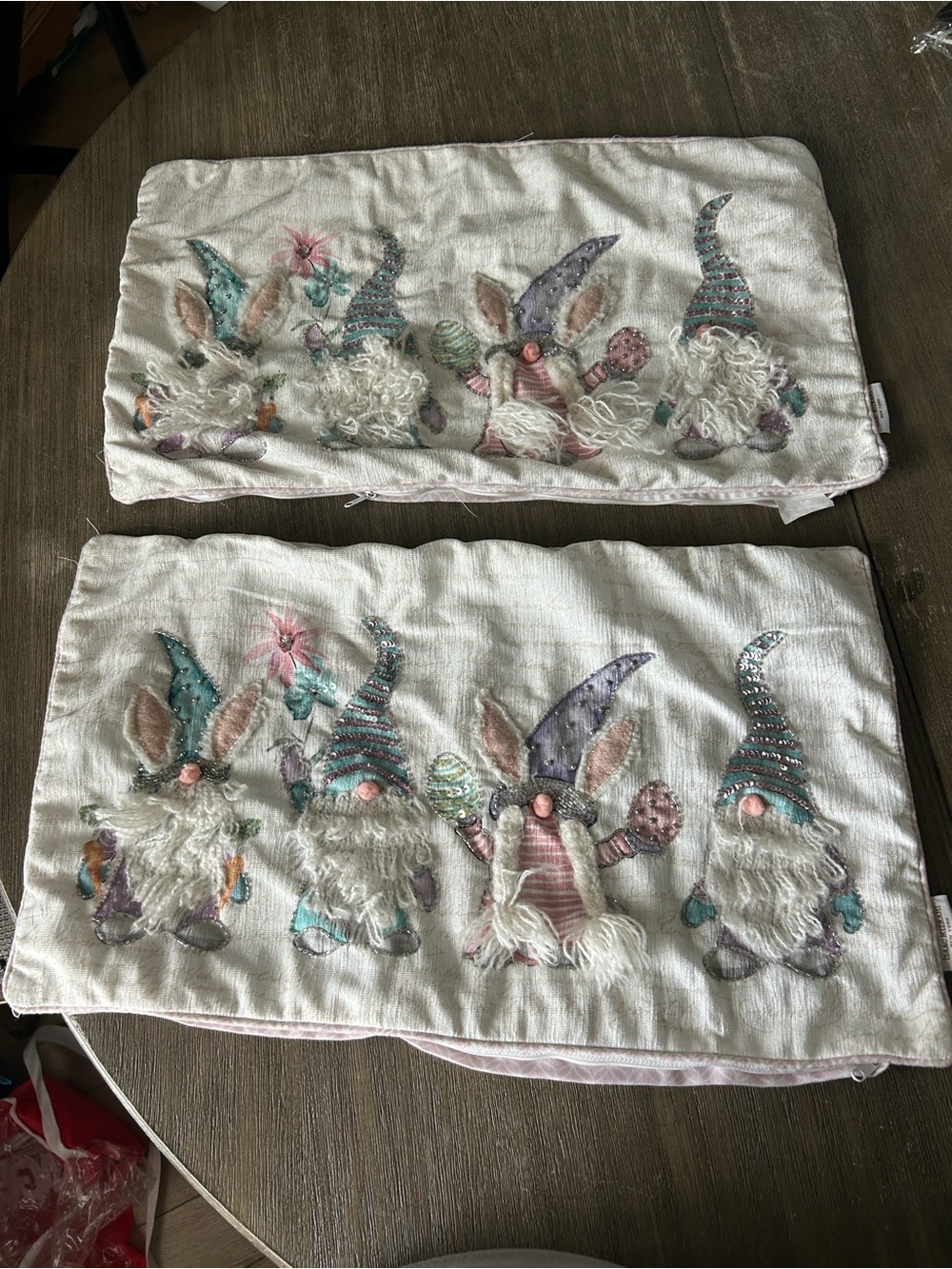 Issac Mizrahi Pillow Case Pastel Gnome Embroidered Pillows Case - White/Pastel.
